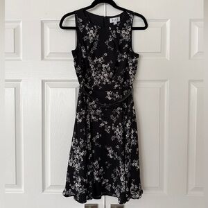 NWT Elle black/white floral fit and flare dress, size XS
